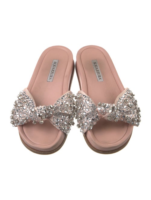 Aquazzura Satin Crystal Embellishments Slides