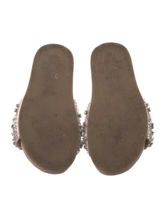 Aquazzura Satin Crystal Embellishments Slides