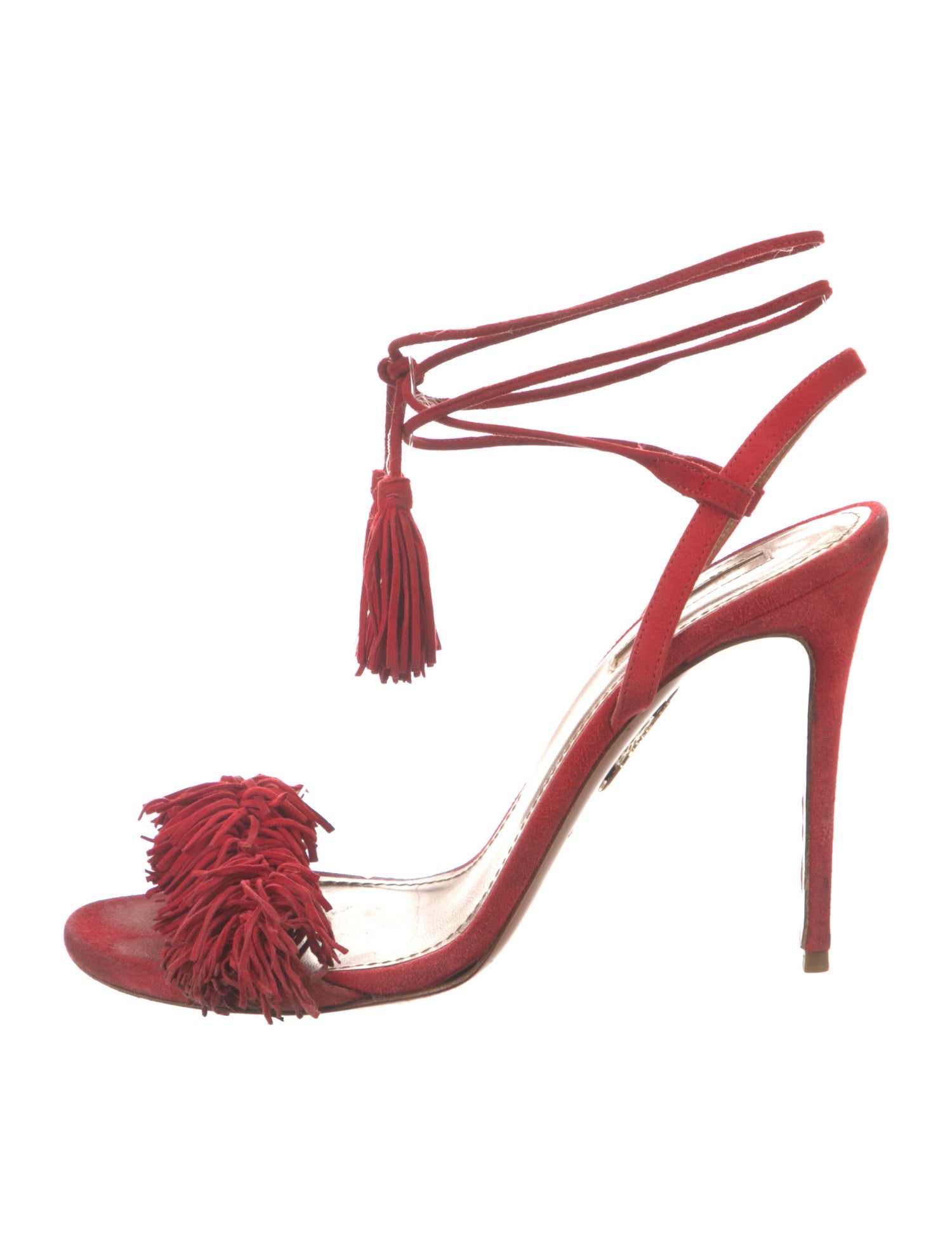 Aquazzura Suede Tassel Accents Sandals
