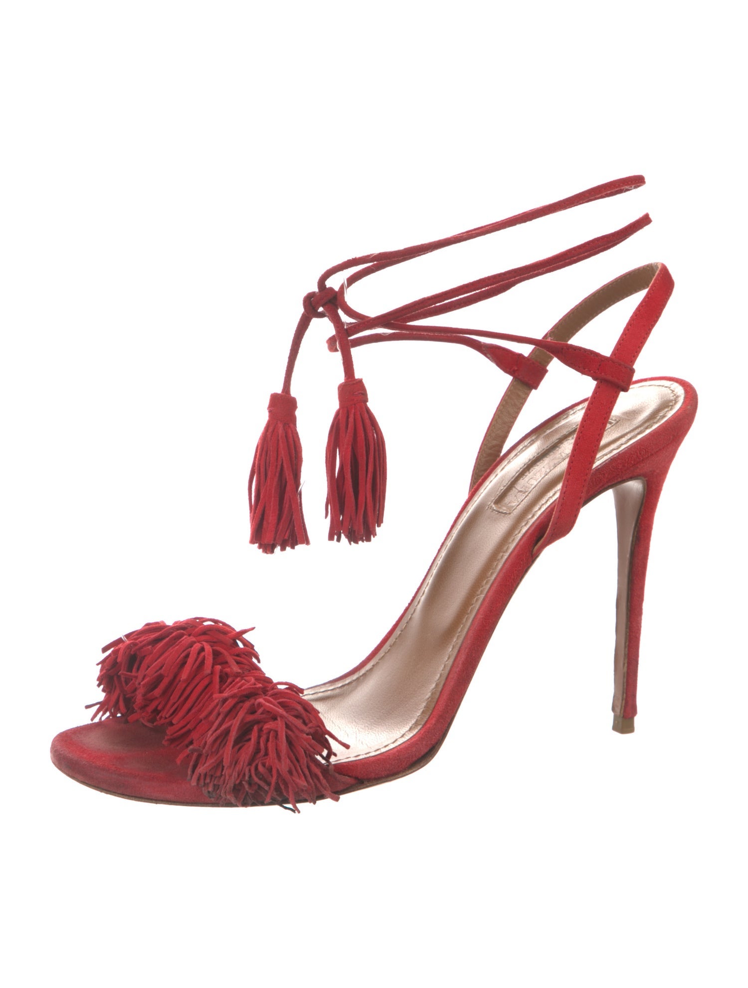 Aquazzura Suede Tassel Accents Sandals