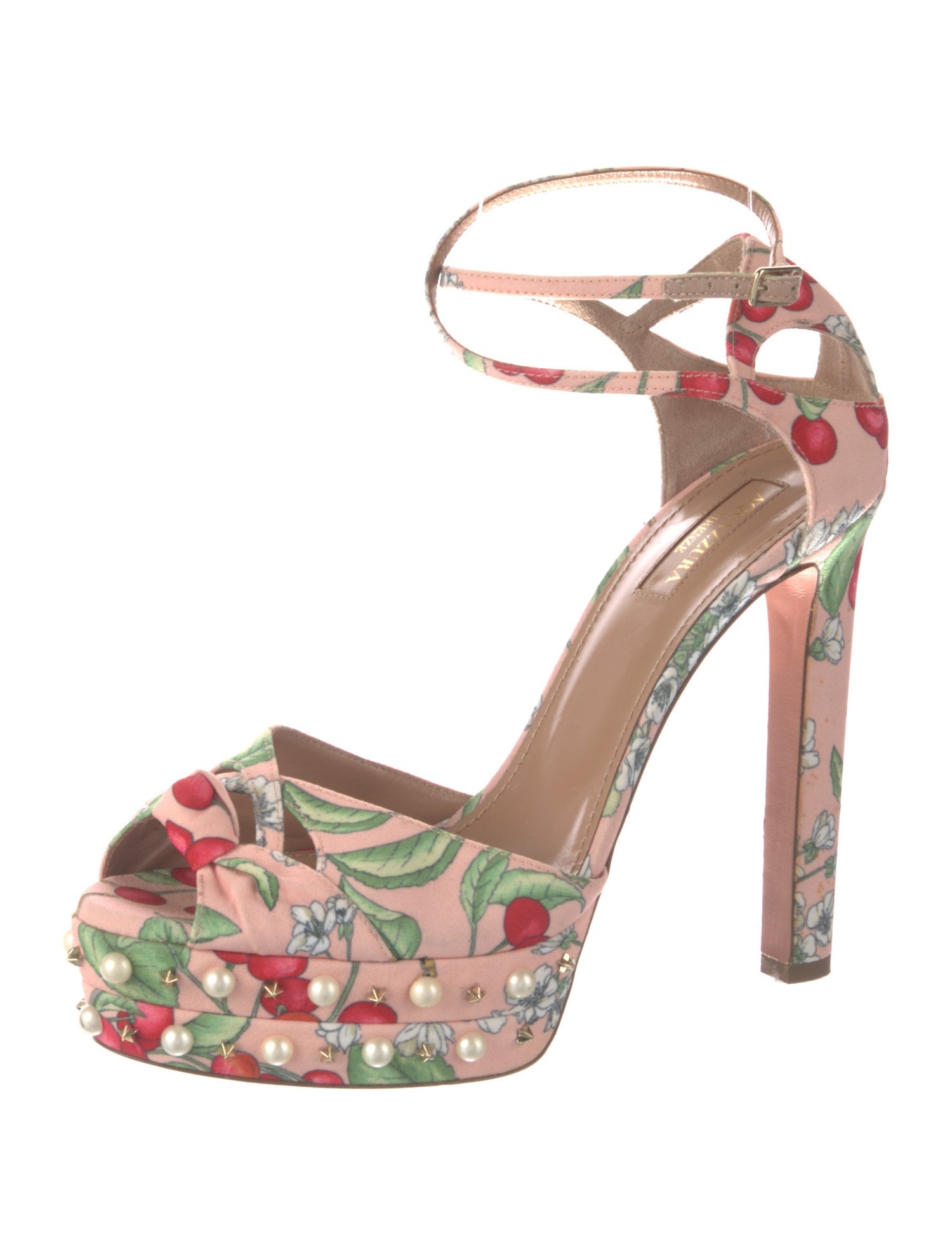 Aquazzura Printed Studded Accents Sandals