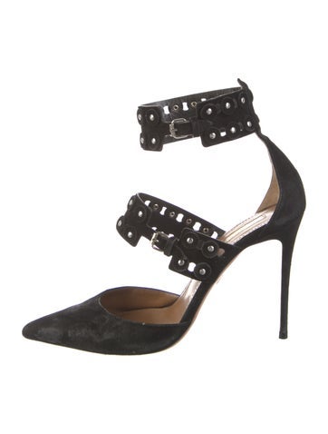 Aquazzura Pumps Suede Studded Accents D'Orsay IT 38 | 8