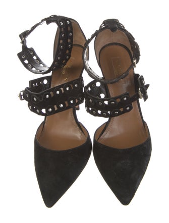 Aquazzura Suede Studded Accents D'Orsay Pumps