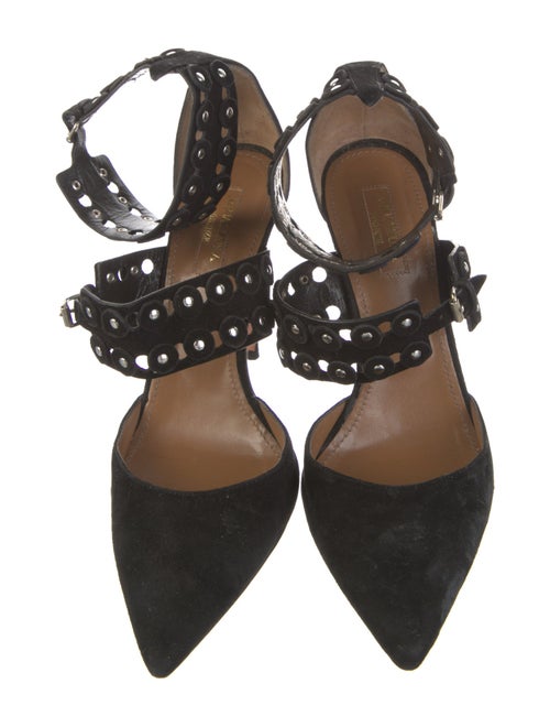 Aquazzura Suede Studded Accents D'Orsay Pumps