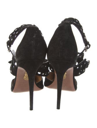 Aquazzura Suede Studded Accents D'Orsay Pumps