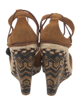 Aquazzura Suede Pom-Pom Embellishments T-Strap Pumps