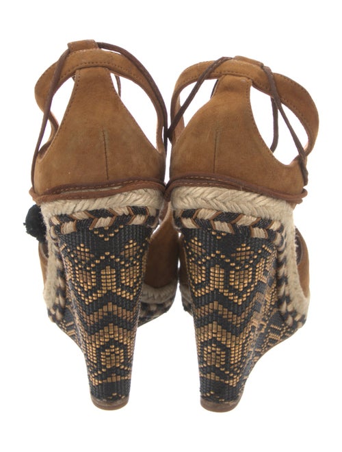 Aquazzura Suede Pom-Pom Embellishments T-Strap Pumps