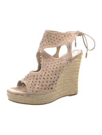 Aquazzura Suede Lasercut Accents Espadrilles