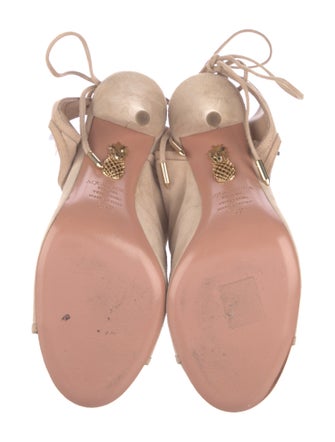 Aquazzura Suede Floral Print Mules