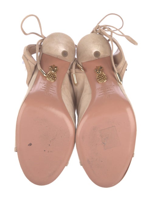 Aquazzura Suede Floral Print Mules