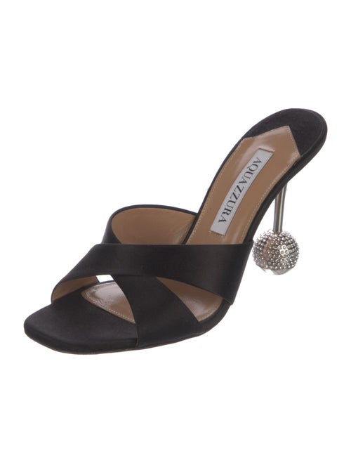 Aquazzura Satin Crystal Embellishments Slides