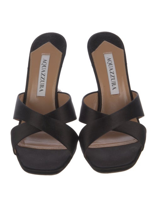 Aquazzura Satin Crystal Embellishments Slides