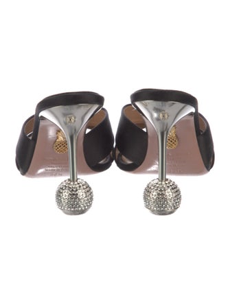 Aquazzura Satin Crystal Embellishments Slides