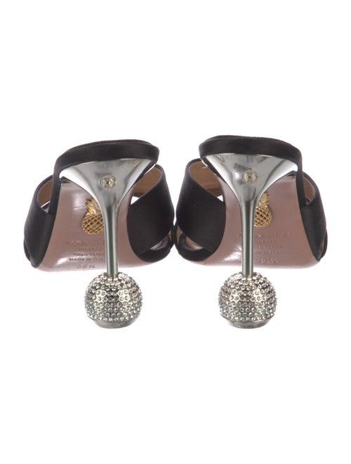 Aquazzura Satin Crystal Embellishments Slides
