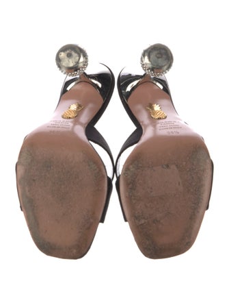 Aquazzura Satin Crystal Embellishments Slides