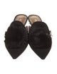 Aquazzura Suede Pom-Pom Embellishments Mules