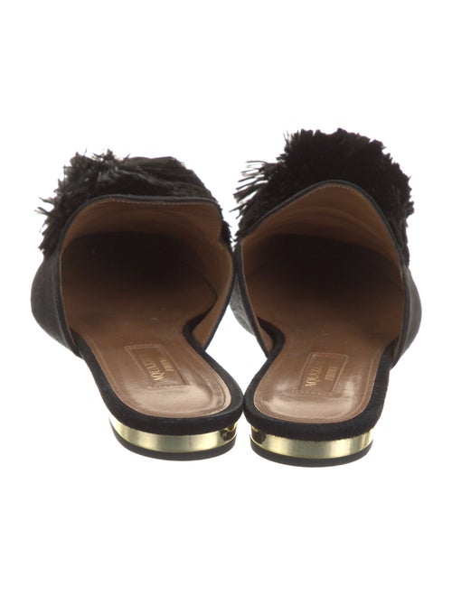 Aquazzura Suede Pom-Pom Embellishments Mules