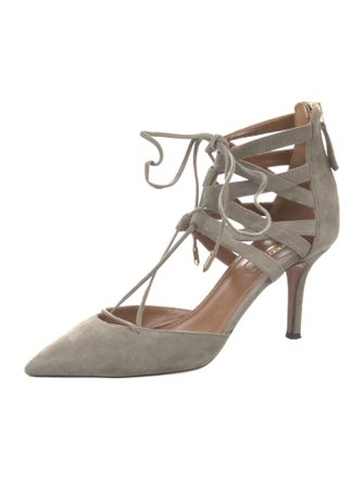 Aquazzura Suede T-Strap Pumps