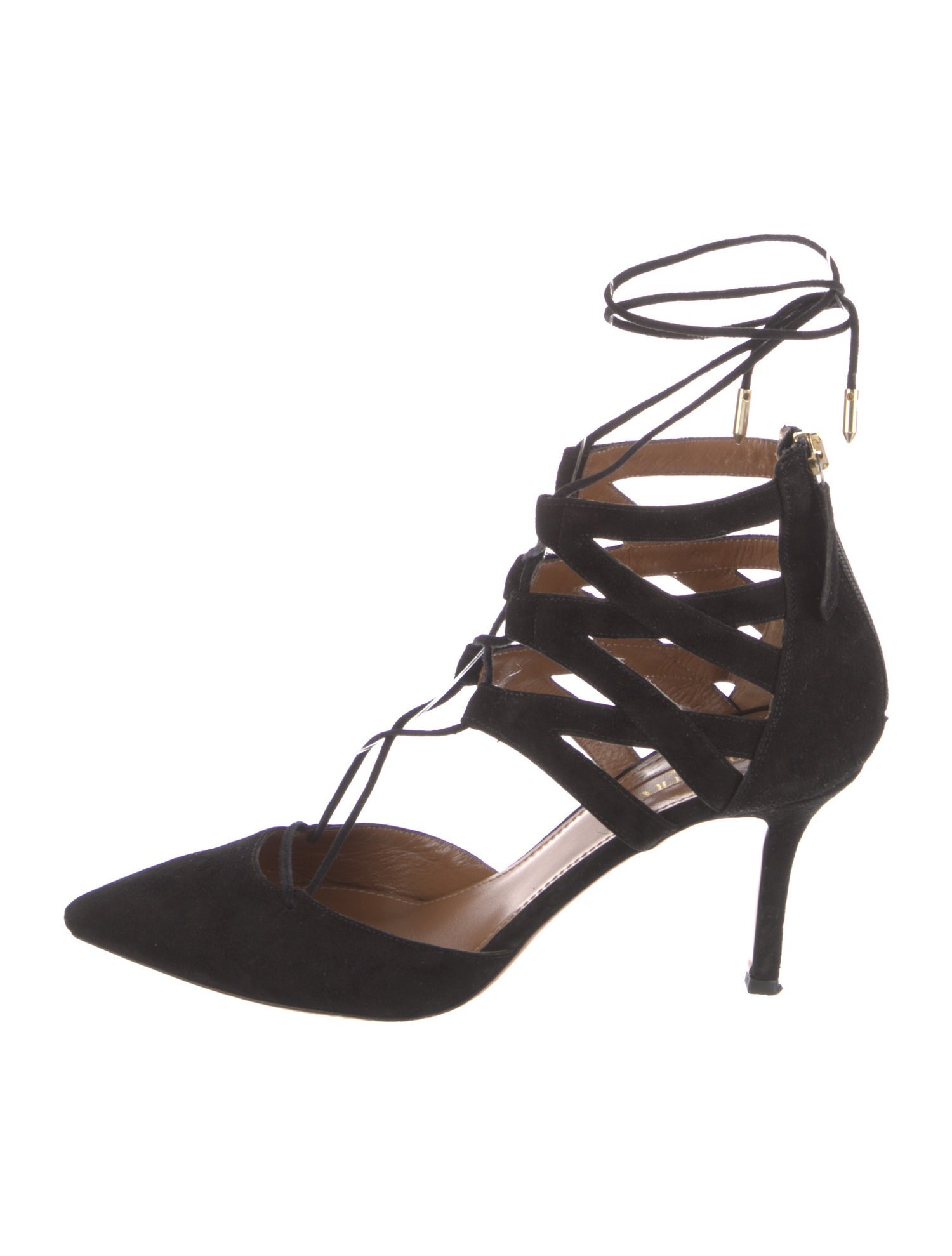 Aquazzura Suede T-Strap Pumps