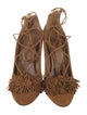 Aquazzura Suede Fringe Trim Accent Pumps