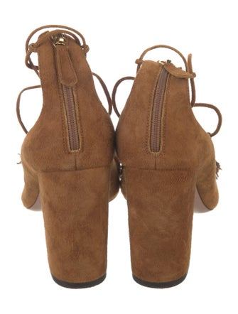 Aquazzura Suede Fringe Trim Accent Pumps