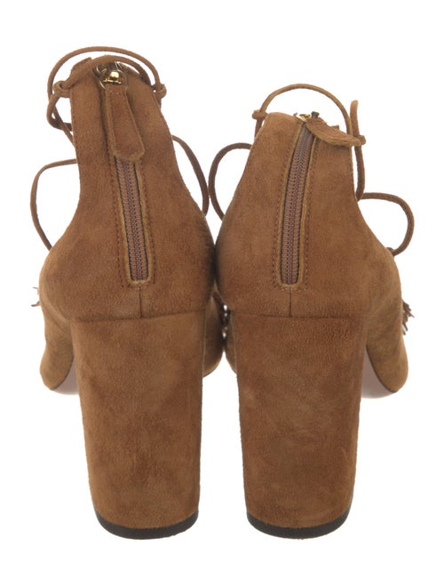 Aquazzura Suede Fringe Trim Accent Pumps