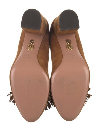Aquazzura Suede Fringe Trim Accent Pumps