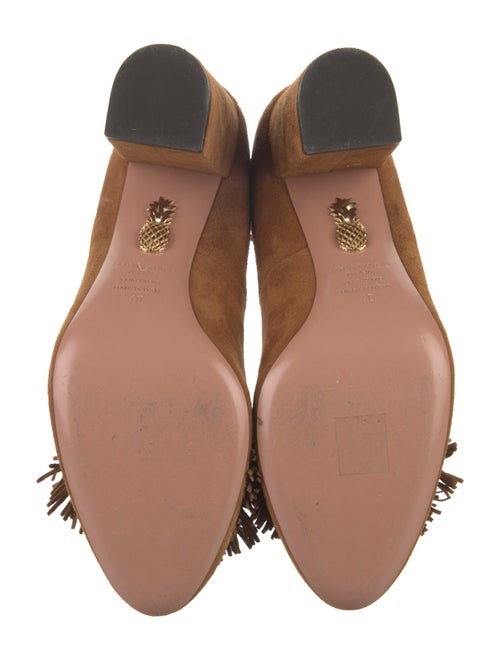 Aquazzura Suede Fringe Trim Accent Pumps