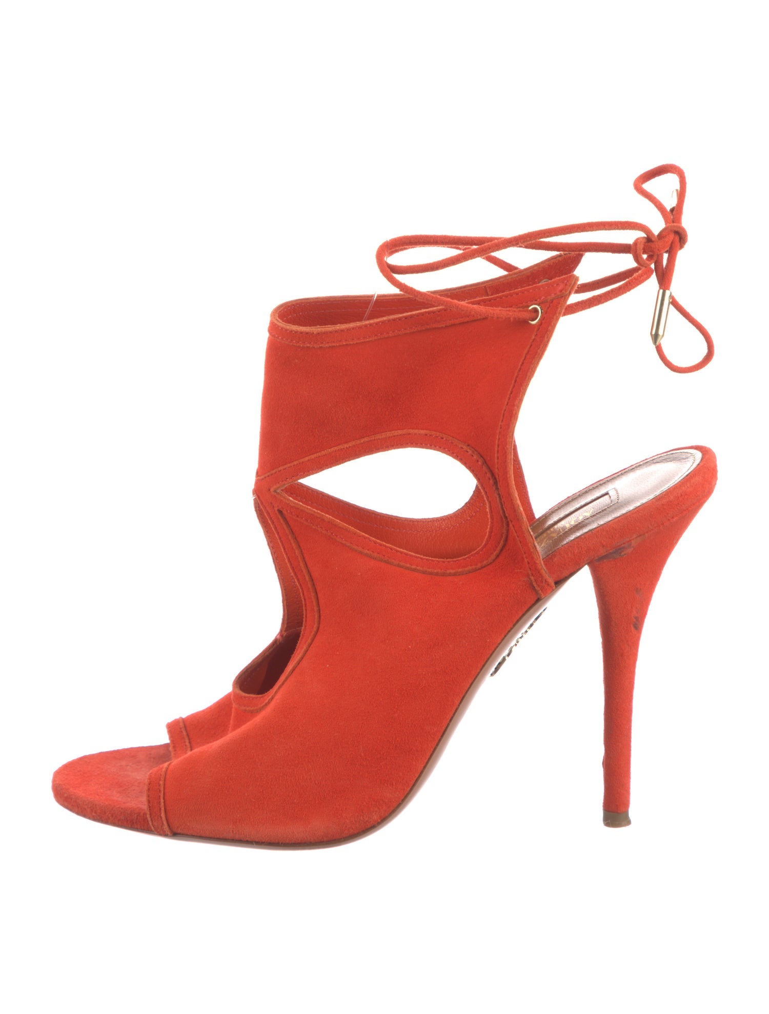 Aquazzura Suede Cutout Accent T-Strap Sandals