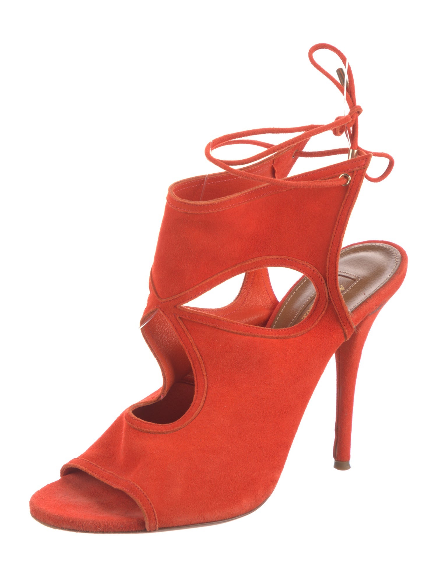 Aquazzura Suede Cutout Accent T-Strap Sandals