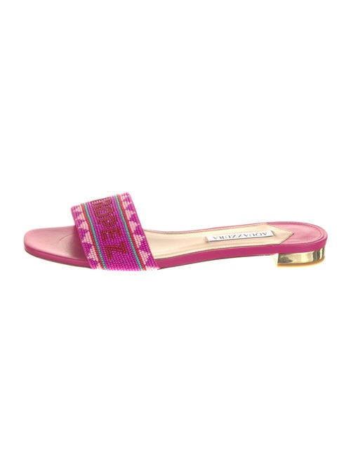 Aquazzura Leather Printed Slides