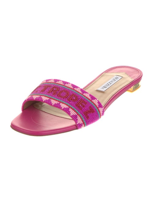 Aquazzura Leather Printed Slides