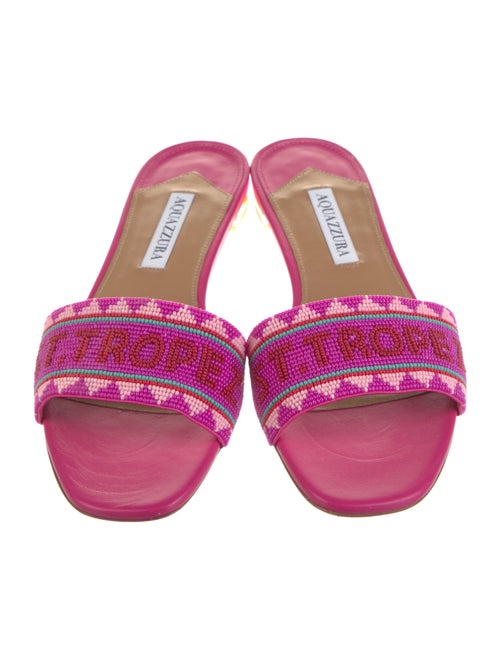 Aquazzura Leather Printed Slides
