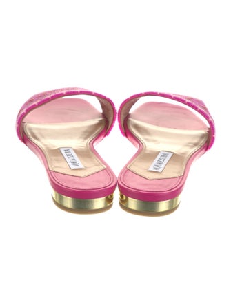 Aquazzura Leather Printed Slides