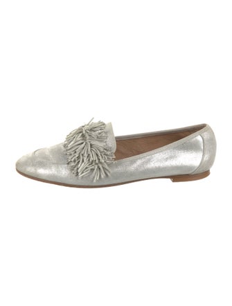 Aquazzura Suede Fringe Trim Accent Loafers