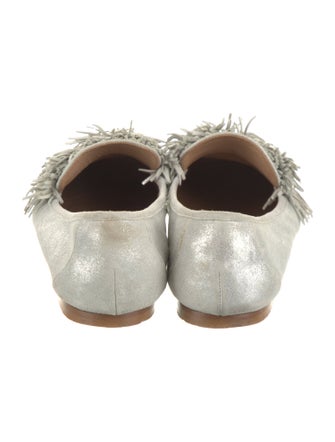 Aquazzura Suede Fringe Trim Accent Loafers