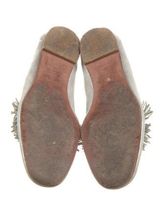 Aquazzura Suede Fringe Trim Accent Loafers