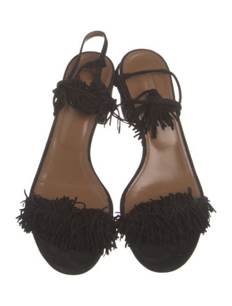 Aquazzura Suede Tassel Accents Sandals