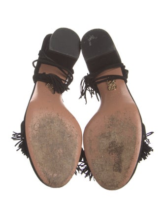 Aquazzura Suede Tassel Accents Sandals