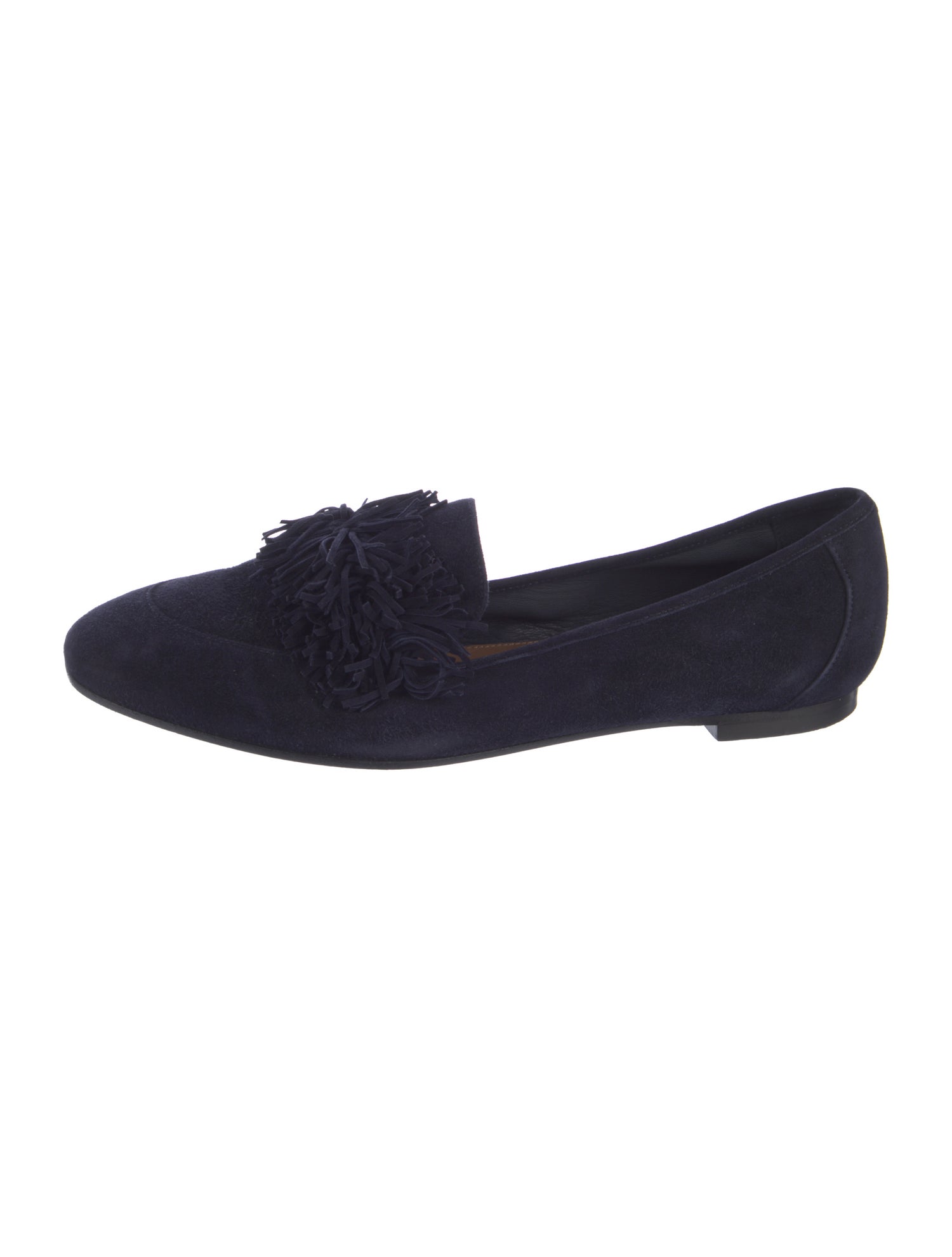 Aquazzura Suede Fringe Trim Accent Loafers