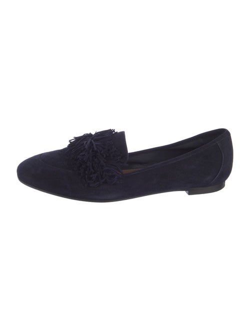 Aquazzura Suede Fringe Trim Accent Loafers