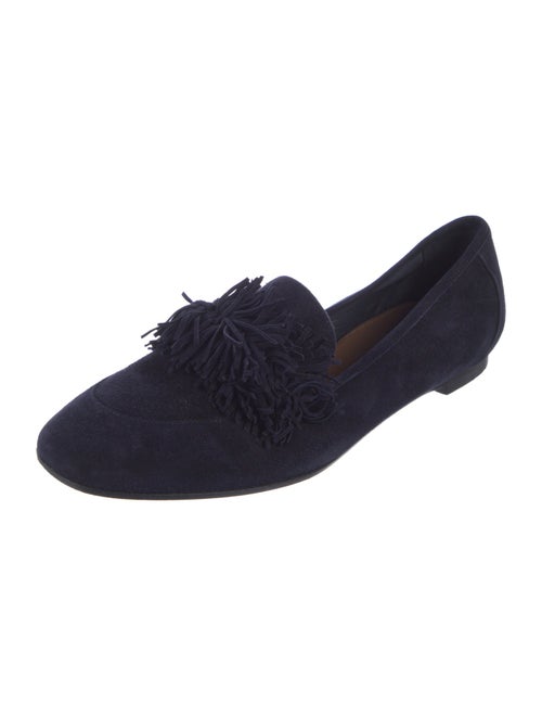 Aquazzura Suede Fringe Trim Accent Loafers