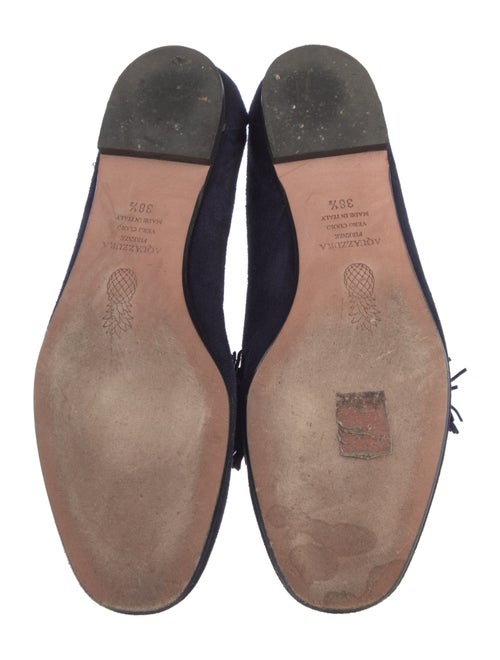 Aquazzura Suede Fringe Trim Accent Loafers