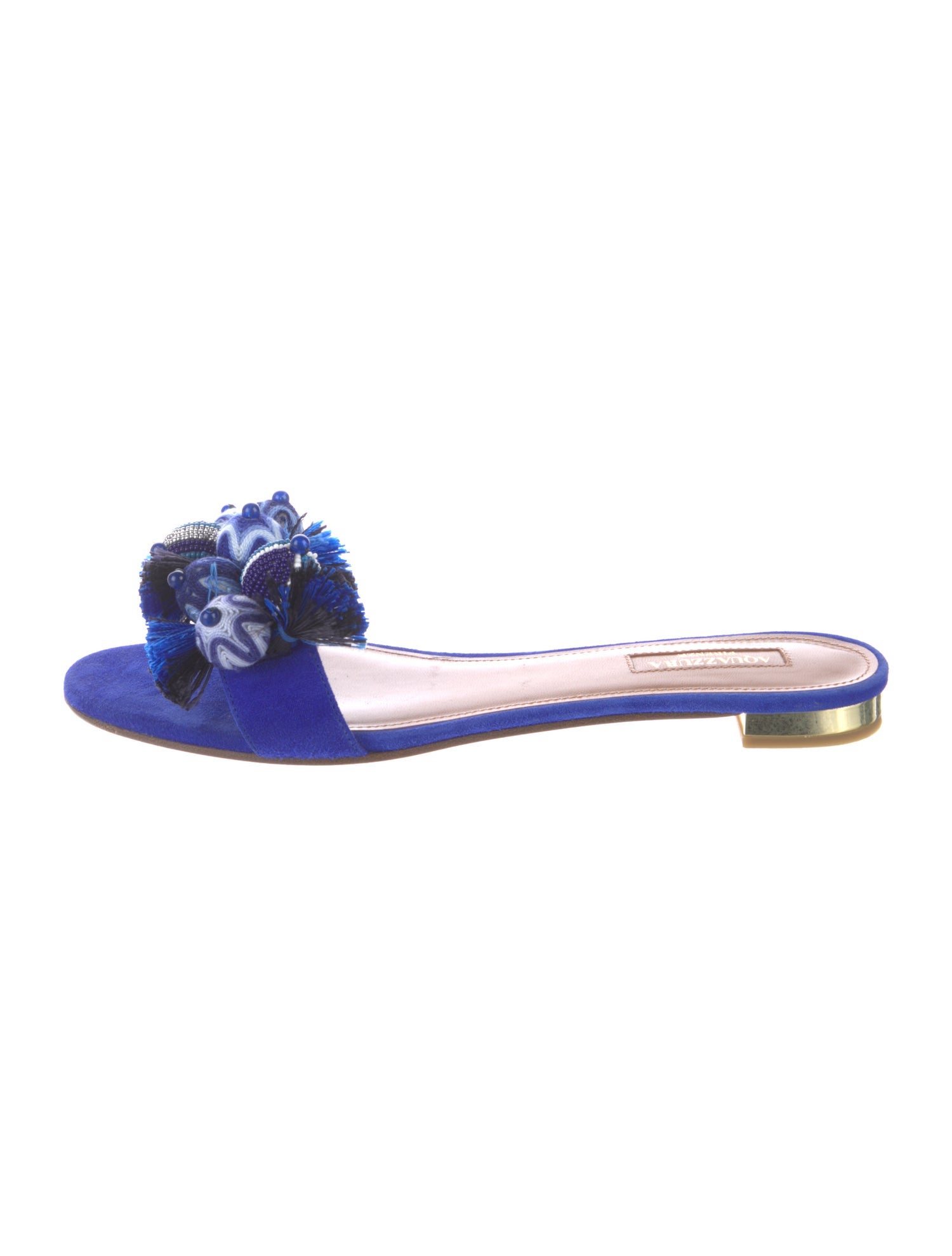 Aquazzura Suede Beaded Accents Slides
