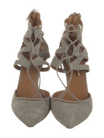 Aquazzura Suede T-Strap Pumps
