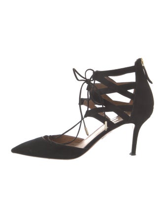 Aquazzura Suede T-Strap Pumps