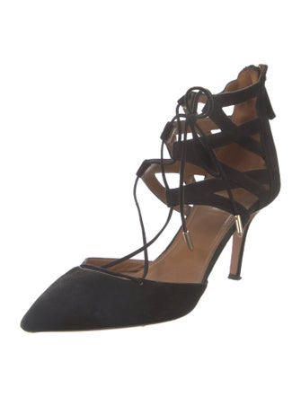 Aquazzura Suede T-Strap Pumps