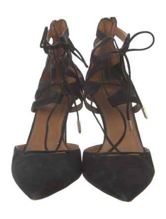 Aquazzura Suede T-Strap Pumps