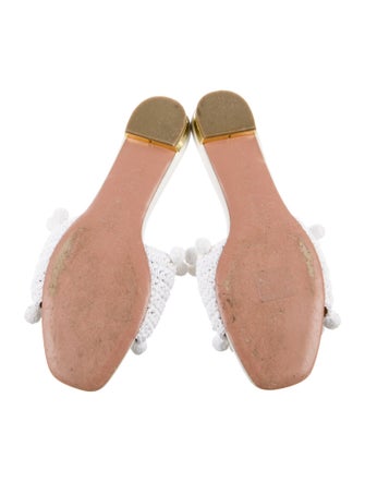 Aquazzura Straw Pom-Pom Embellishments Slides