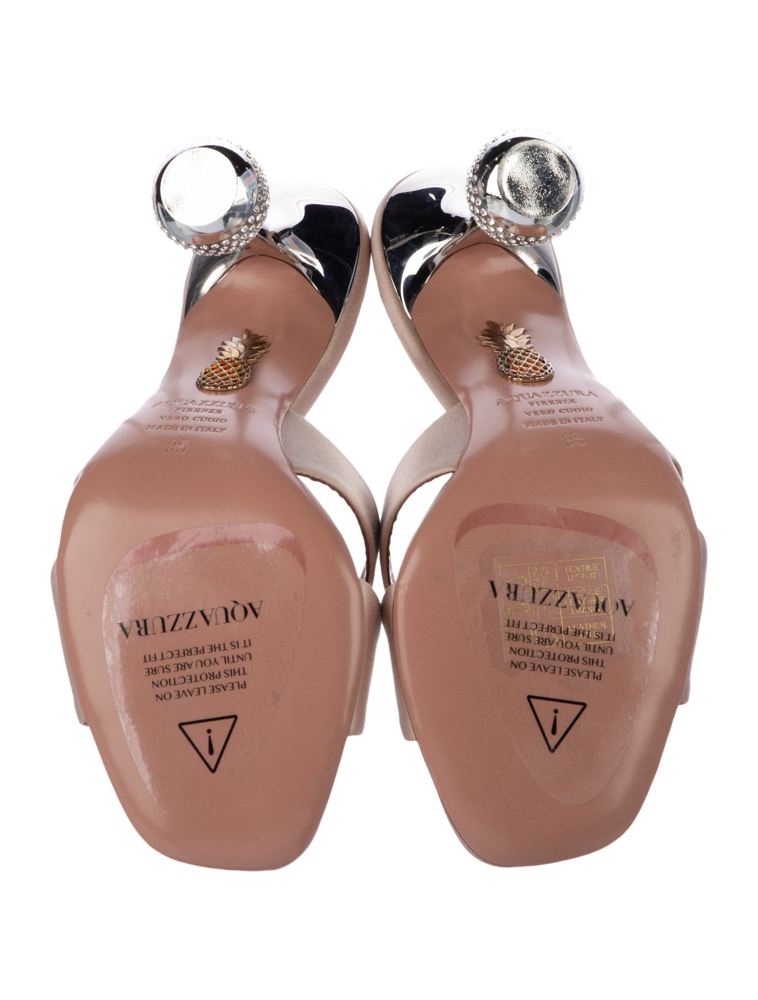 Aquazzura Satin Crystal Embellishments Slides